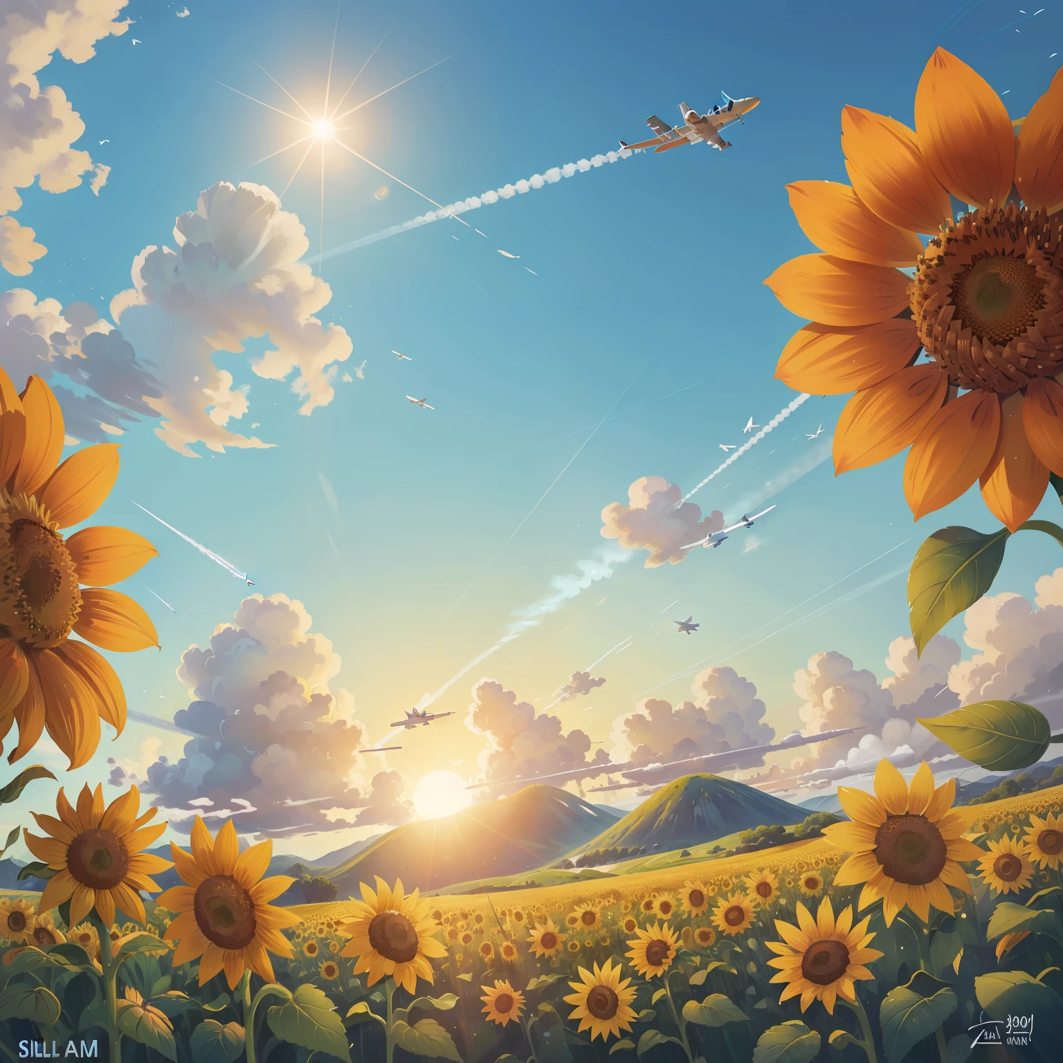 A realistic depiction of a sunflower, Girasol, standing tall and bright in the sunlit meadow, its petals softly illuminated, each tiny crease and vein captured in hyper-realistic detail, the vibrant yellow hue a testament to nature's beauty, captured in stunning 8K resolution.
A plane, Plane, soaring through the sky, its silver wings gleaming in the sun, contrail etched in the clear blue expanse above, the roar of its engines a contrast to the serene landscape below, the scene unfolding in crisp, ultra-high definition, 4K.
A hoop with a basketball net, aro