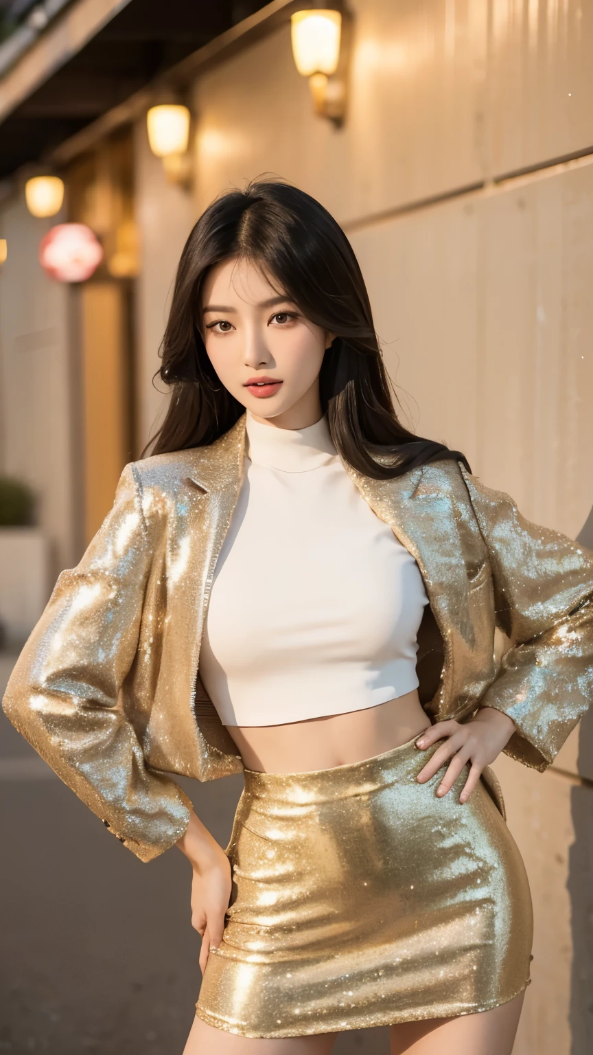 arafed asian woman in a sequinned skirt posing for a picture, asian girl, a young asian woman, wearing an elegant outfit, elegant fashion model, beautiful asian girl, beautiful young asian woman, beautiful asian woman, beautiful model girl, gorgeous young korean woman, beautiful girl model, an asian woman, attractive girl, asian woman, gorgeous young model
