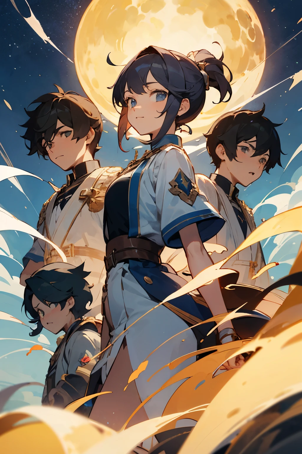 Images for raising Emanuela's four brothers: The oldest of the brothers, Emanuela is a brave and determined girl. She leads the group on their journey to unravel the mystery of the starry sky and is always the first to face the challenges they encounter along the way..Lucy: The second sister, Lucy is known for her kindness and compassion. She is the group's mediator, always seeking peaceful solutions to problems that arise during the adventure.victory: The third sister, victory is a curious and intelligent girl. She is always asking questions and seeking answers, which makes it a fundamental piece in discovering the secret of the starry sky.Jhacob: The youngest in the family, Jhacob is a boy full of energy and enthusiasm. He is the explorer of the group, always ready to venture into unknown places in search of excitement