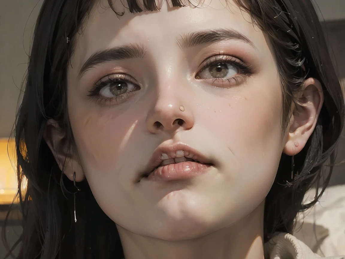 (nsfw),((Naked festival)), (masterpiece: 1.2, highest quality), Dark Skin、((Full Body))、((Flat Chest))、Side close-up、Close up of 18 year old woman、Angle from above、There is a lot of white slime on my face、look at the camera with a sad face、Drooling、 (High resolution), (Very delicate), (masterpiece: 1.2, highest quality),Angle from below、

