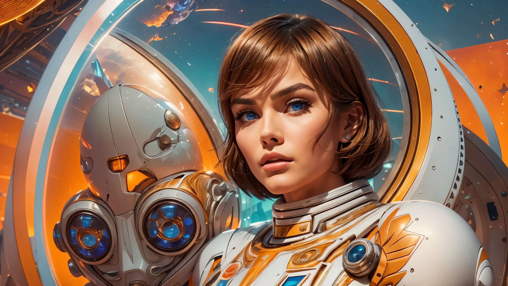 a little girl and a galactic ninja soldier, piloting a spaceship