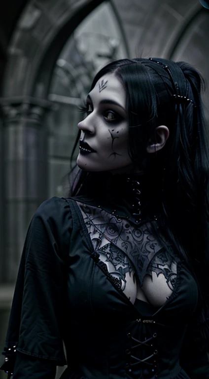 a person with red rune and tiers long hair, a photo, tumblr, gothic art, dark hair and makeup, & a dark, ashy (160p-320p)--v 6.0 --style horror scary , digital art, gothic art,, twilight, watermarked ACVR, ((oversaturated)), shrouded figure, the lady of ash, wrapped in black, phot,, beautiful female god of death, with black eyes, shes alone, silver, person wearing a costume,white eyes, tumblr, gothic art, beautiful vampire female queen, & a dark, itArt, Unity 8k wallpaper, ultra-detailed, beautiful, beautiful, ((New Goth gal:1.4)), masterpiece, best quality, dark, atmospheric, mystical, romantic, creepy, literature, art, fashion, victorian, decoration, intricate, ironwork, lace, contemplation, emotional depth, supernatural, 1 girl, solo, hip, Very highly realistis(160p-320p)--v 6.0 --style horror scary , digital art, gothic art,, twilight, watermarked ACVR, ((oversaturated)), shrouded figure, the lady of ash, wrapped in black, phot, siluette, beautiful female god of death, with black eyes, shes alone, silver, silhuettea person wearing a costume,white eyes, tumblr, gothic art, beautiful vampire female queen, & a dark, itArt, Unity 8k wallpaper, ultra-detailed, beautiful, beautiful, ((New Goth gal:1.4)), masterpiece, best quality, dark, atmospheric, mystical, romantic, creepy, literature, art, fashion, victorian, decoration, intricate, ironwork, lace, contemplation, emotional depth, supernatural, 1 girl, solo, hip, Very highly realistis