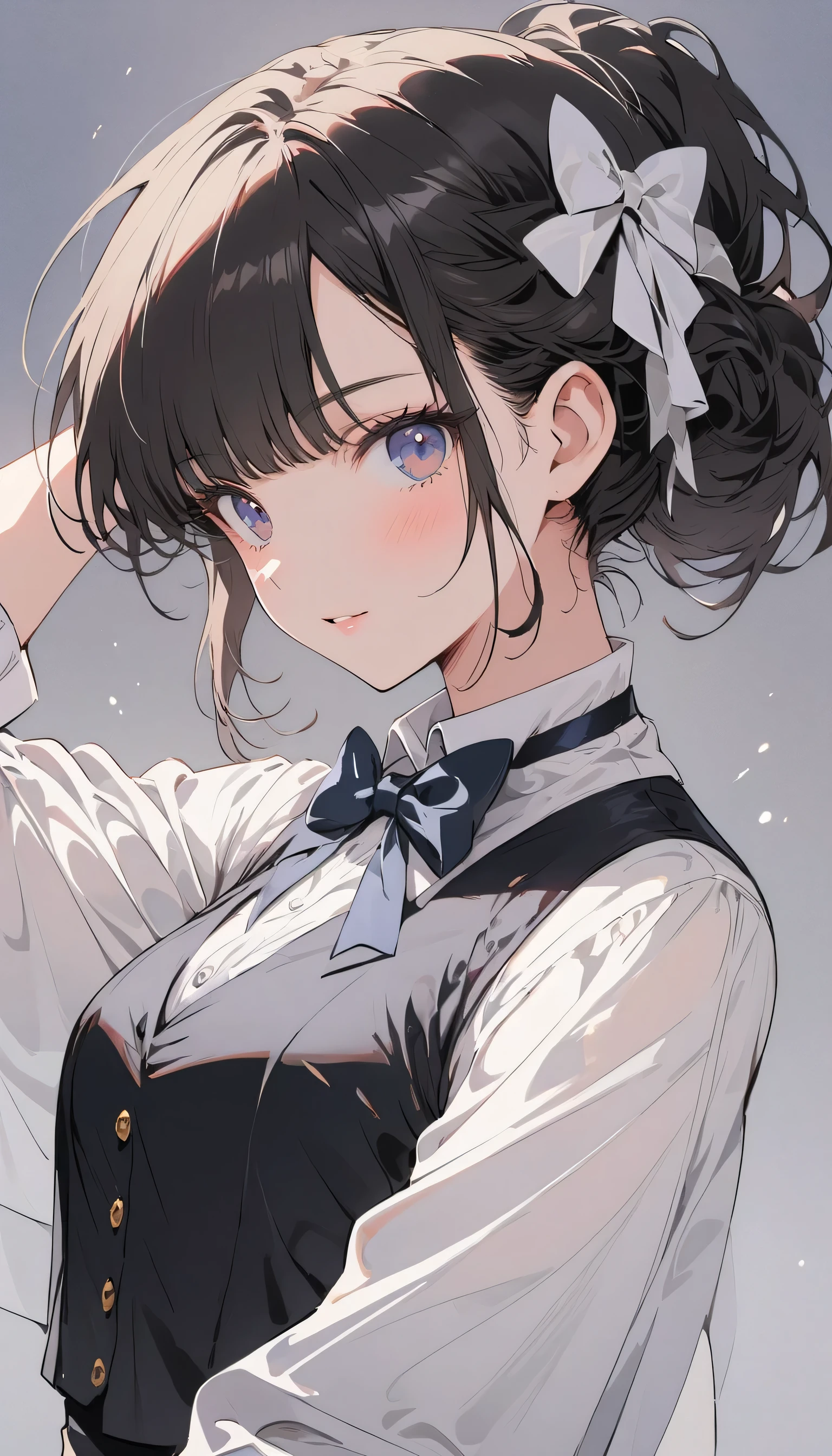 (highest quality、masterpiece、High resolution、detailed)Anime Style、flat style、(detailed eyes、Beautiful Face), 1girl,
BREAK
//Fashions
Vintage Chic,
Create a retro-inspired look with a vintage chic costume featuring a bow tie and suspenders, Start with a tailored vest or waistcoat in a classic color like black, navy blue, or charcoal gray, Pair it with high-waisted trousers or a pencil skirt for a polished silhouette, Add a crisp white button-down shirt and accessorize with a colorful bow tie for a pop of personality,
BREAK
Layer on a pair of matching suspenders for a stylish and functional touch, Complete the ensemble with polished oxford shoes or loafers and style your hair in soft waves or a sleek updo, This vintage-inspired costume is perfect for themed parties or cosplay events, channeling the timeless elegance of old Hollywood glamour,
BREAK