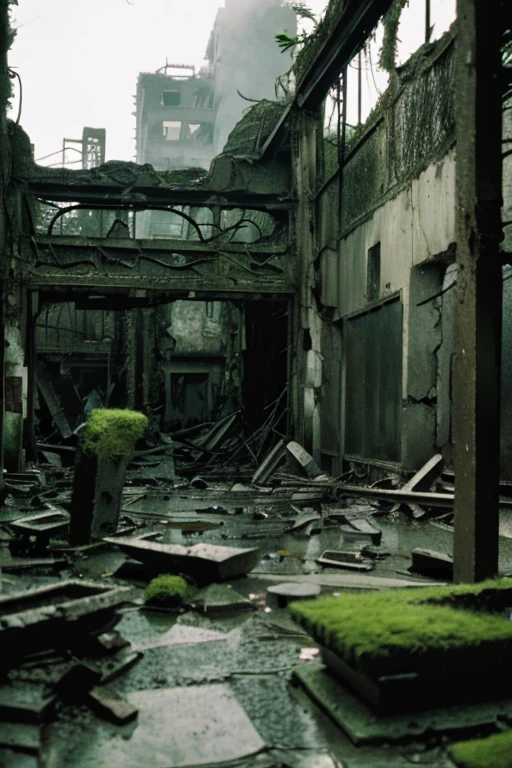 amusement park,moss,Collapse,Devastation,Inside the ruins is narrow,Showa,Glasses,Women,adventure,Black and White,