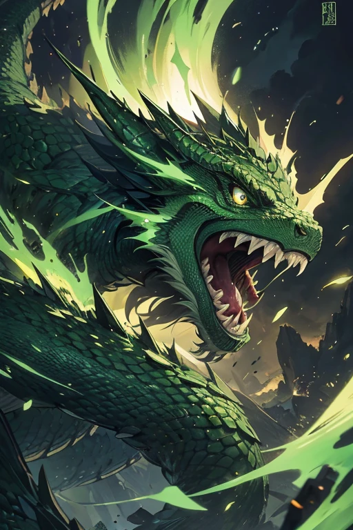 monstrous green dragon