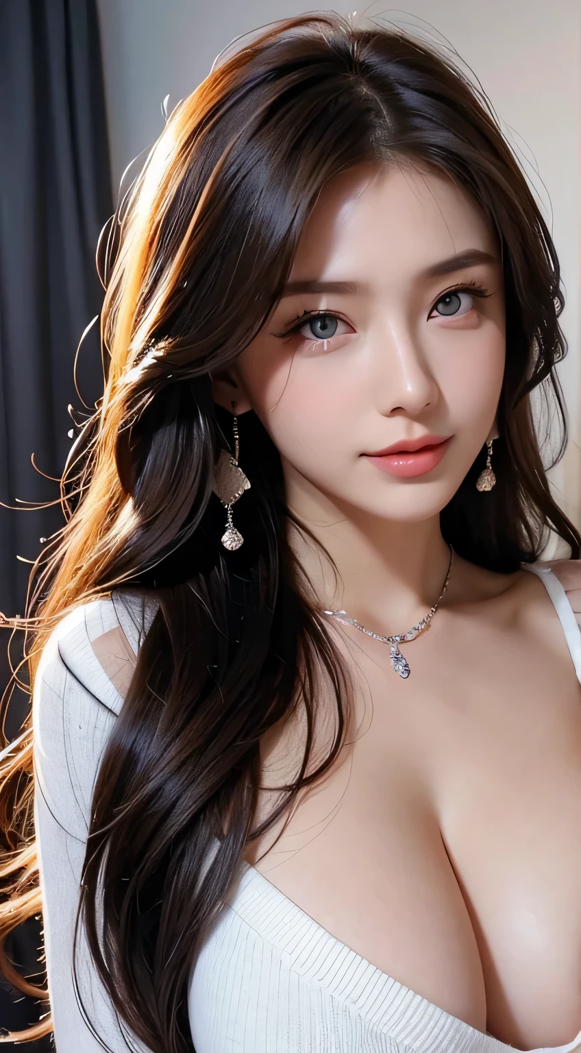 Beautiful city college girl、masterpiece、light makeup、Red lips、Silver Hair、Disheveled long hair、Background of the cityscape、beautiful、elegant。 Extremely fine detail、Master Works、Authentic texture、Realism in film lighting、Perfect job、16k、HD、Exquisite facial features、blue eyes、Japanese Idols、Beautiful face、Cute smile、brown hair、Beautiful Hair、glamorous、Big Breasts、 Erect nipples、Greasy muscles、Shiny skin、Sunburned skin、Grabbing the black, shining skin of my own chest、Sexy knitted sweaters、Big, shining eyes、Smooth skin、Earrings、necklace、Tattoo、Showing her nipples under a white shirt、Grabbing own breasts、Press against chest、 showing nipples under white shirt,1 boy, licking penis