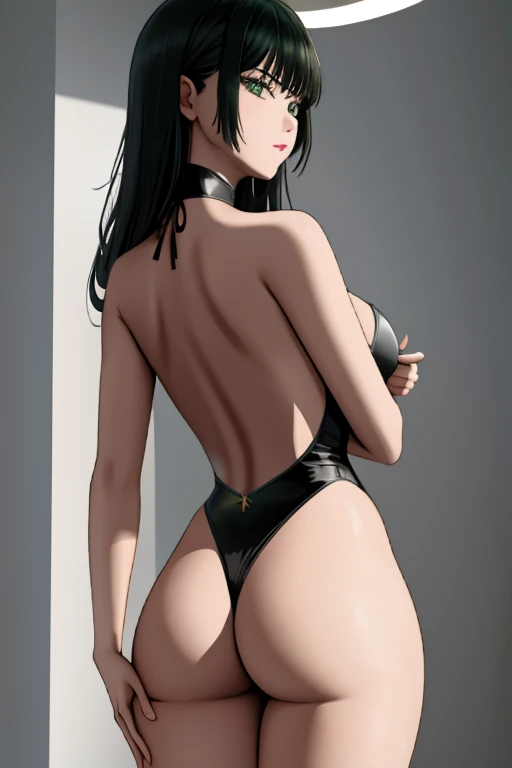 Obra maestra, mejor calidad, ultra detallado, 1 chica, animal_orejas, CULO, Backless_leotard, doblado_encima, negro_leotard, negro_muslos, senos, cerrado_boca, Dutch_angle, falso_animal_orejas, de_behind, gris_Background, cabello_Bien, halo, heart, leotard, luz_rubor, Largo_cabello, mirando_en_espectador, mirando_Back, bajo_alas, medio_senos, rosa_cabello, rosa_halo, playboy_Bienny, conejo_orejas, simple_Background, soltero_side_Bien, sonrisa, solo, Sin tirantes, Sin tirantes_leotard, muslos, muy_Largo_cabello, blanco_alas, alas, yelbajo_eyes, big ass, t back, thong, green eyes