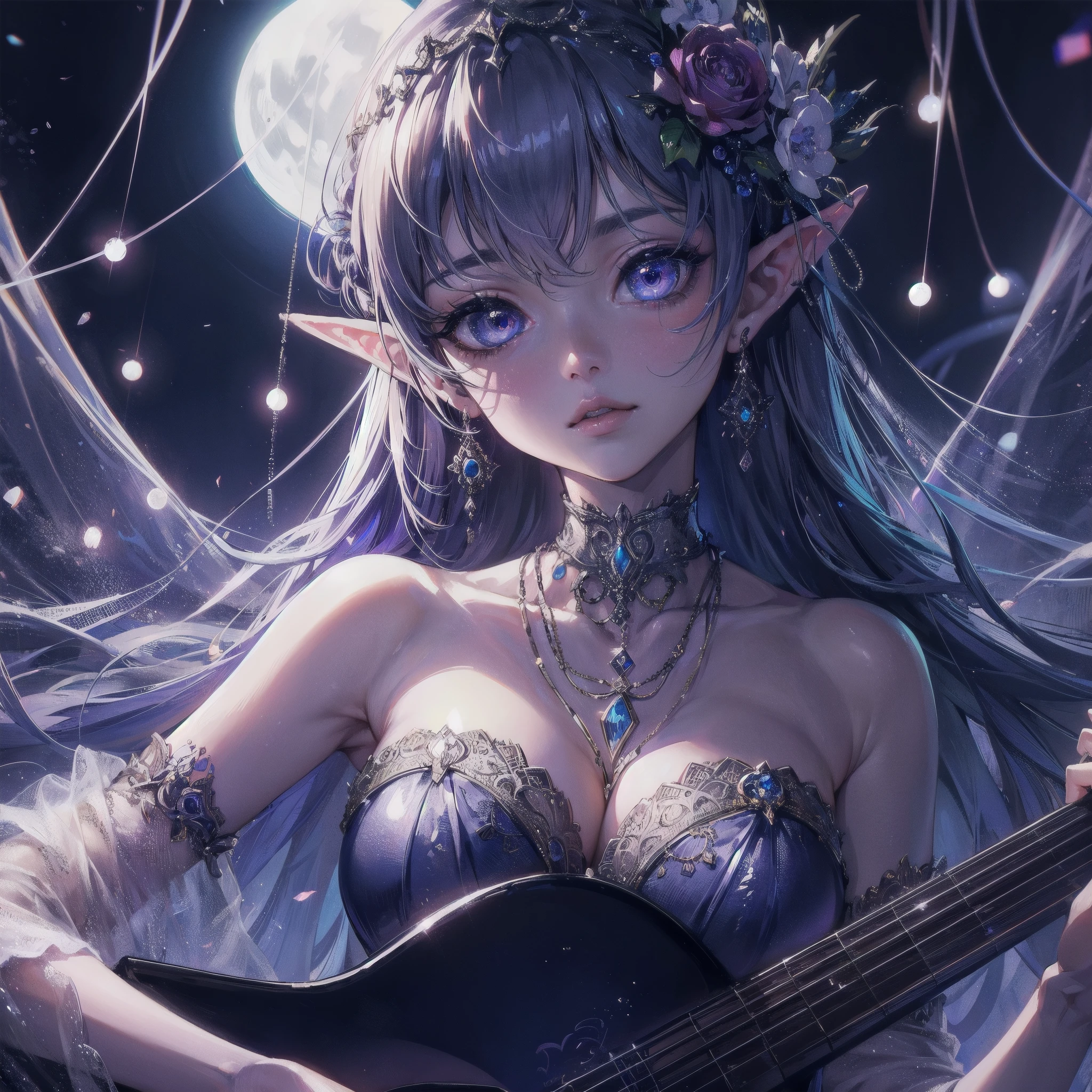high quality,hd,16k,sharp line,1girl,fantasy,fem
ale elf,thief,beautiful hair ,cute face, large breasts ,nice legs,,focus girl,detailed beautiful face,detailed clothes,beautiful eyes,dynamic angle