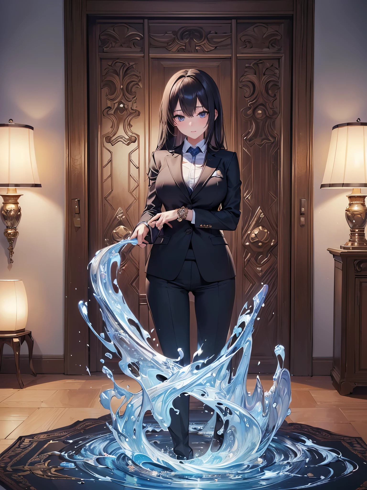 ((highest quality)),(Ultra-high resolution),(Very detailed),(Detailed Description),((The best CG)),(A masterpiece),Ultra-precise art,amazing drawing art,(Art with precise detail:1.5), (Adult woman in a suit:1.6),