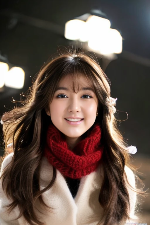 ((Hair blowing in the wind、No makeup:1.2))、(Realistic、Photorealistic、Very detailed、Best detailed skins、highest quality、masterpiece、超A high resolution)、Cute Russian Women、14 years、high school girl、Young girl、1 girl、Has bangs、Ash Blonde:1.7、double eyelid、Drooling eyes、Japanese style face、purity、Realistic肌タイプ、Thick muffler、Gray muffler、Fluffy hair、((There&#39;Hair in scarf:1.3))、Red cheeks、The wind is blowing、that&#39;that&#39;it&#39;s snowing、night、illumination、Lighting from behind、Hair blowing in the wind
