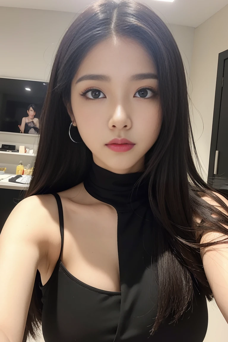 (ultra melhor qualidade、em 8K、masseter part、delicate illustration、corpo inteiro Esbian),Dona de casa japonesa com sacolas de compras、Corpo rechonchudo、avental com estampa de leopardo、cabelo escuro com rabo de cavalo、Compras na rua comercial、in the photo shoot with black clothes