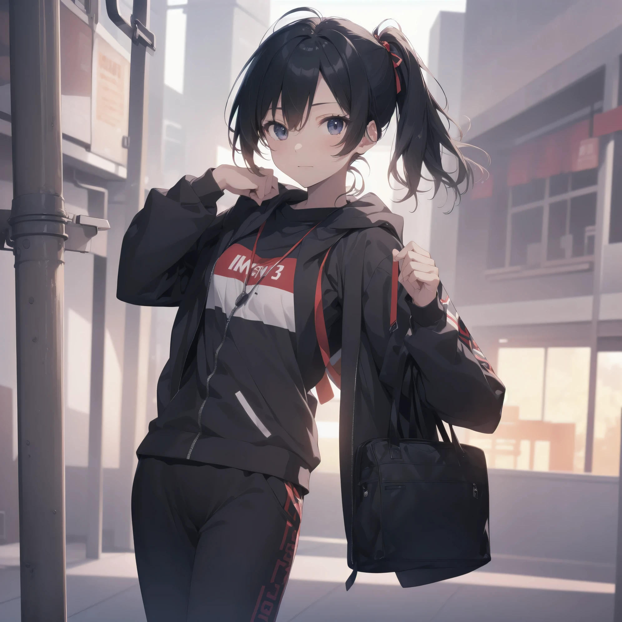ultra-absurdres-Top quality by artist God, ultra-detailed, high resolution, anime moe artstyle, best anime 8k konachan wallpaper, pixiv contest winner,pool:2810, perfect anatomy,break, 1girl, (Please draw a girl walking smily to school alone. )break,(Solo,little female, -yeld:1.Full limbs, complete fingers, (very short hair), ponytail, flat chest, , small butt, small black eyes, beautiful detailed eyes, well-proportioned iris and pupils, expressive eyes, highres detailed hair, soft expression, school_gym uniform, official_alternate_costume, short gym shorts,(Detailed Lighting), (Detailed background), in the School commute route. break,super detailed skin, Best cinematic lighting powered by famous artist, 8k,beauty illustration,photoshop_(medium),very aesthetic,break,((artist:ixy )), artist:akinashi yuu ,artist:oyari ashito ,artist:kantoku ,