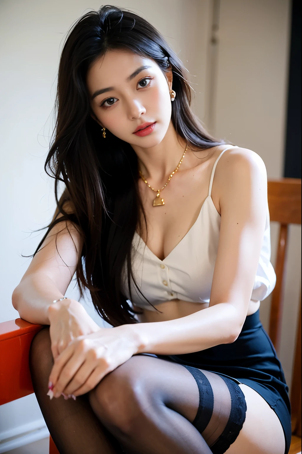 (((Realistic photograph))),A full-body photograph:2, beautiful girl, View your viewers, Wearing white see-through tights:1.77, (Cleavage:1.3),A photograph taken in the living room on the 50th floor with a large window:2.52、(Environment details:1.3),(RAWphotograph, CG unity, photograph, ultra Realistic details, Sharp focus, Detailed skin,4K, High resolution, masterpiece, highest quality, Realistic, Vibrant:1.2),(32k,16k,8k,4K, 超High resolution, High resolution, Professional, Like a movie, movie, dramatic),The large windows offer a beautiful view.:1.44,Look up at the camera:1.33