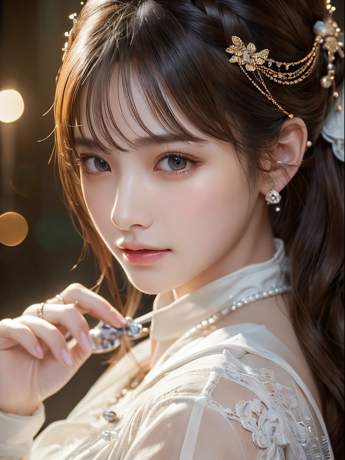 Best Quality, masuter piece, 超A high resolution, (Photorealistic:1.4), Raw photo, Professional Lighting, high-level image quality, high-detail, masterpiece、25-year-old beauty、Nits that kill virgins