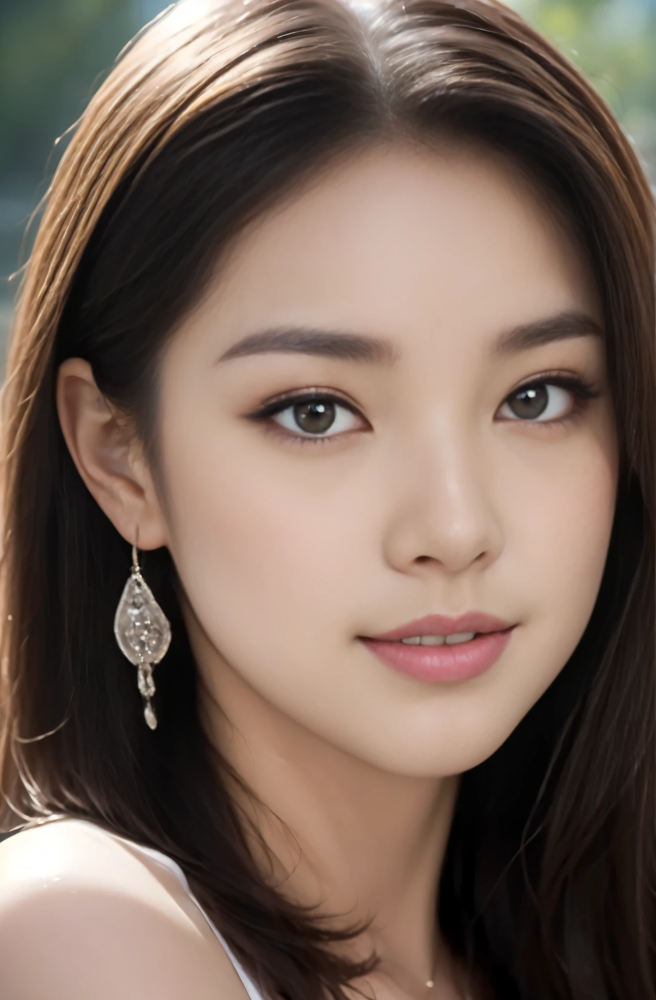 (28-year-old woman), (Big Breasts:1.3), Saggy breasts、((Holding the audience's hand)), Hawaiian sand beach、White Silk Micro Bikini,(masterpiece: 1.3), (Maximum resolution: 1.4), (Ultra high definition: 1.2), Cinematic Light, Ultra high definition, (Detailed eyesと肌), (Detailed facial features), 8k resolution, Perfect Style, Beautiful expression、Highly detailed face and skin texture、Detailed eyes、double eyelid、Glitter Eyeliner:1.2、Thin cheeks、Shiny skin、((Pure white skin:1.2))、Small shiny necklace and earrings,、glossy lips:1.2、((full body shot:1.2))、(From a very intimate distance:1.2)、(Straight Hairstyles、Dark brown hair)、Long Hair、(A very loving smile:1.2)
