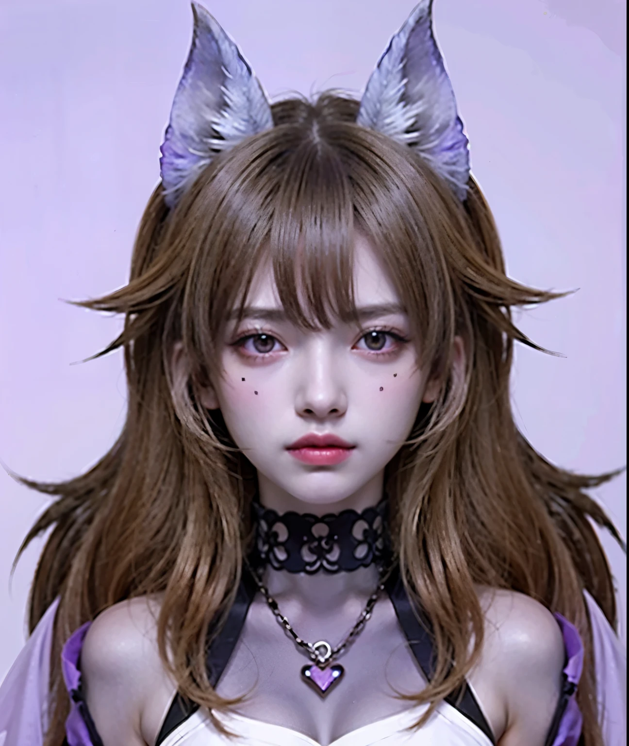 a man with bat ears and bra top, hiperrealista, commission for high resolution, ((Purple skin)), demon anime man, [[BAT EARS]], demon man, seis olhos, Purple colored skin, vestindo um sobretudo cinza, multiple eyes, dragon skin