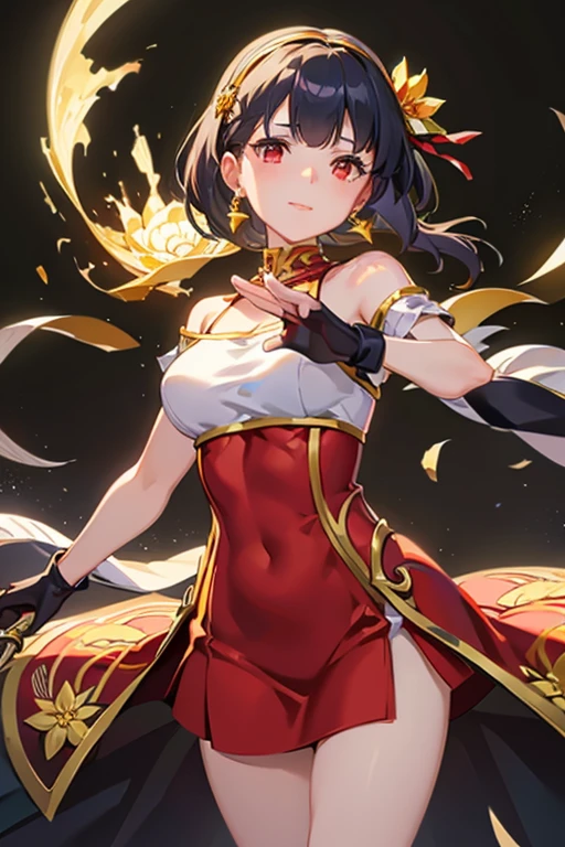 forest, (best quality:1.3), (masterpiece:1.1), (illustration:1.2), (ultra-detailed:1.2), beautiful detailed eyes, (Extremely detailed forest background:1.1), <lora:CHAR Li Dailin:0.9>, black hair, double bun, Li Dailin, (masterpiece), (bestquality), (absurd res), (intricate details), holding bottle, sitting, drinking, (highly detailed), detailed eyes, golden eyes, temple, red china robes, ambient lighting, pantyhose, 1 girl, ((solo)), shading, cowboy shot