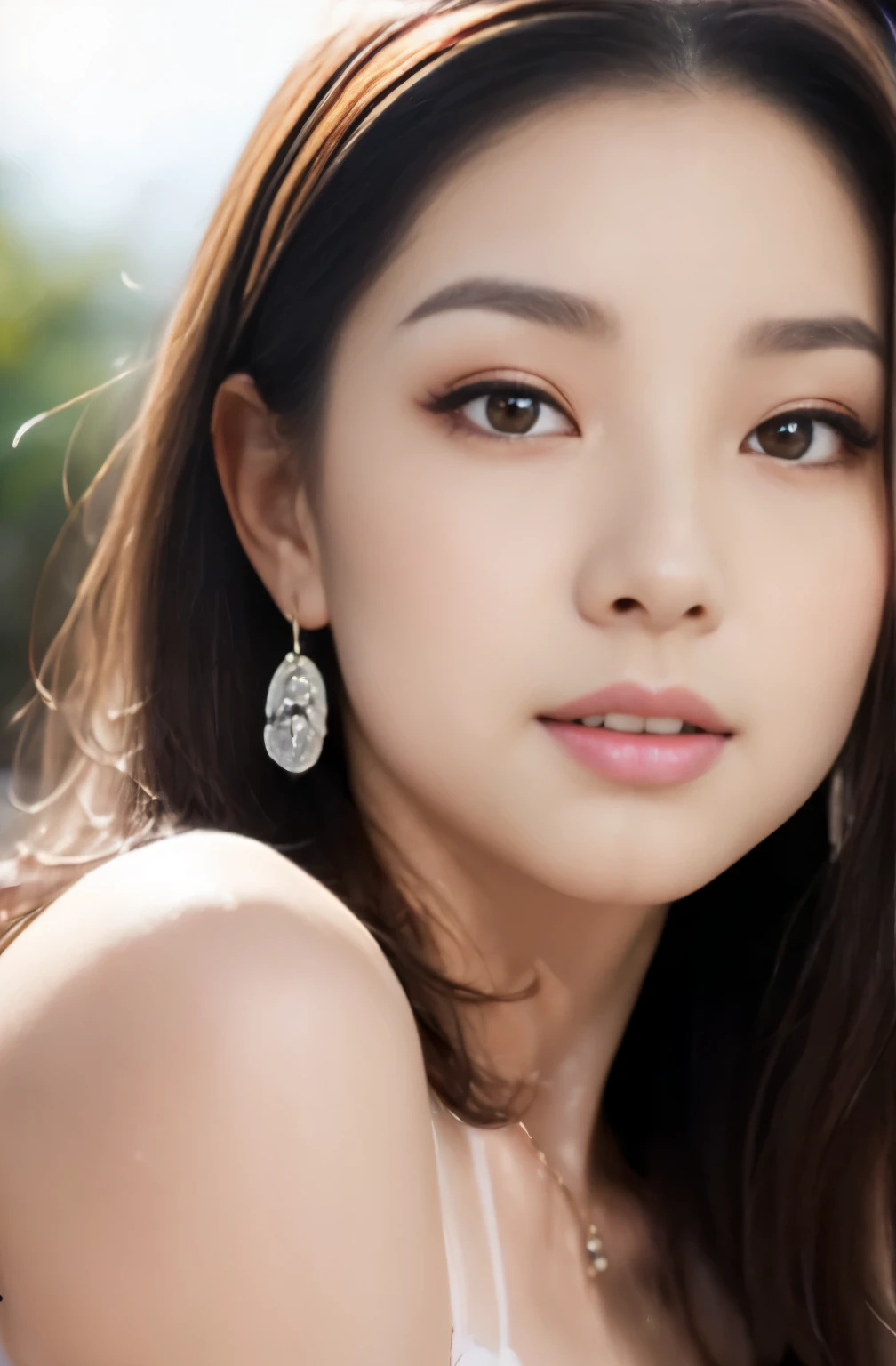 (28-year-old woman), (Big Breasts:1.3), Saggy breasts、((Grab your audience's hand)), Hawaiian sand beach、White Silk Micro Bikini,(masterpiece: 1.3), (Maximum resolution: 1.4), (Ultra high definition: 1.2), Cinematic Light, Ultra high definition, (Detailed eyesと肌), (Detailed facial features), 8k resolution, Perfect Style, Beautiful expression、Highly detailed face and skin texture、Detailed eyes、double eyelid、Glitter Eyeliner:1.2、Thin cheeks、Shiny skin、((Pure white skin:1.4))、Small shiny necklace and earrings,glossy lips:1.2、((full body shot:1.2)),From a very intimate distance:1.2,(Straight Hairstyles、Dark brown hair)、One-length long hair、A very affectionate smile:1.2