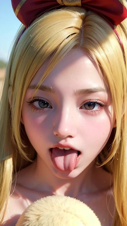 Japanese women, beautiful girl, Gal,Blonde、 Baby Face, Realistic skin of the highest quality, Eyes are focused, 20-year-old, Sticking out tongue, Focus on the mouth, Open your mouth, Long Tongue, saliva, Open your mouth wide, I can see inside the mouth, Open your mouth and 舌を突き出す, realistic tongue