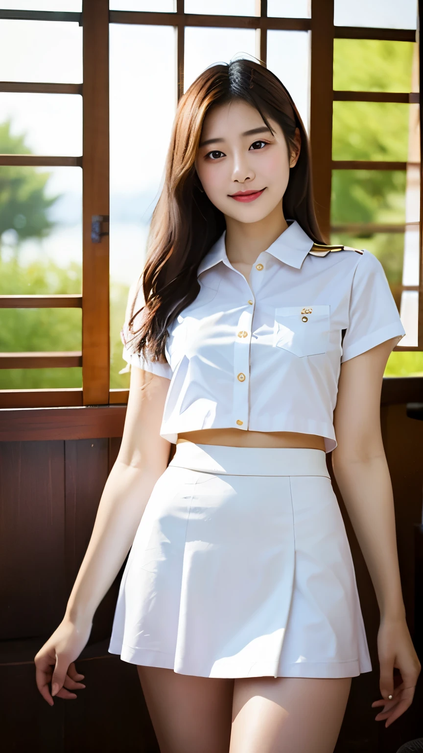 girl cute girl&#39; School)、School playground、Class President、（17 years old）(Are standing:1.4),(look at the camera)、(alone)、(surreal), (shape), (High resolution), (8K), (very detailed), (best shape), (beautiful and detailed eyes), (highest quality), (Super detailed), (masterpiece), (wallpaper), (detailed face),(((one girl)))、(((looking at the viewer:1.2)))、innocent smile、cute smile、a little chubby face、(gentle smile:1.3)、surrealな、(Big eyes)、(double eyelid)、(((high School girl uniform))),((highest quality、8K、masterpiece:1.3))、whole body、from below:1.2、panty shot:1.5、(ultra High resolution:1.2)、big breasts、(white skin:1.2),(bright lighting)、(((Skirt flips up and panties are visible 1.2)))、Mr..々Colored panties、(Korean、Japanese、Chinese:0.3)、(((My uniform got wet from the rain:1.2)))、The black bra is transparent 1.2
