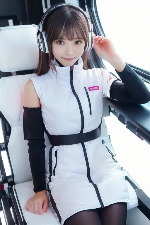 ((NSFW: 1.4)), ((Detailed face, Professional photography)), ((NSFW, zettai ryouiki, 1 girl)), Ultra-high resolution, (Realistic: 1.4), RAW Photos, highest quality, (PhotoRealistic Stick), concentrated, Soft Light, ((30 years old)), ((Japanese)), (( (Young Face))), (surface), (Depth of written boundary), masterpiece, (Realistic),(inside ISS):3, woman, ,astrovest:2,headphone:2,smartwatch,,bangs, ((1 girl)),(black sleeves):2,(black tights):2,inside spacestation,inside spacecraft,,zero gravity,smile,open leg,blush:1.5,hidden hands,neotech