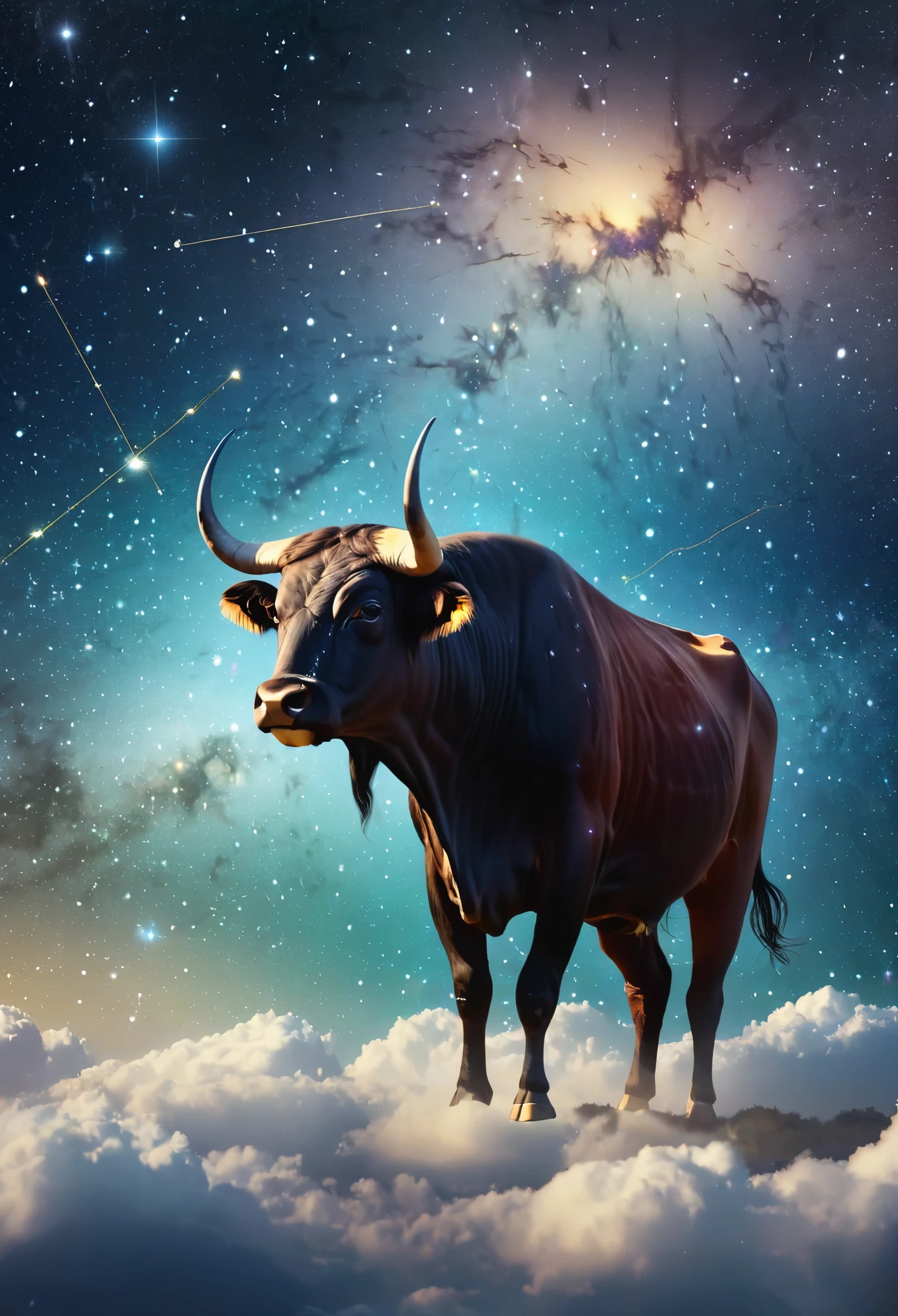 Taurus constellation. Cosmic sky background.
