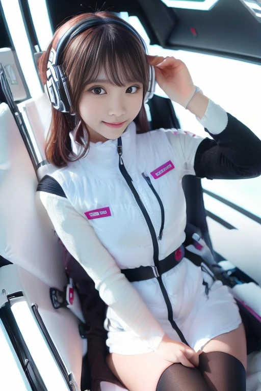 ((NSFW: 1.4)), ((Detailed face, Professional photography)), ((NSFW, zettai ryouiki, 1 girl)), Ultra-high resolution, (Realistic: 1.4), RAW Photos, highest quality, (PhotoRealistic Stick), concentrated, Soft Light, ((30 years old)), ((Japanese)), (( (Young Face))), (surface), (Depth of written boundary), masterpiece, (Realistic),(inside ISS):3, woman, ,astrovest:2,headphone:2,smartwatch,,bangs, ((1 girl)),(black sleeves):2,(black tights):2,inside spacestation,inside spacecraft,,zero gravity,smile,open leg,blush:1.5,hidden hands,neotech