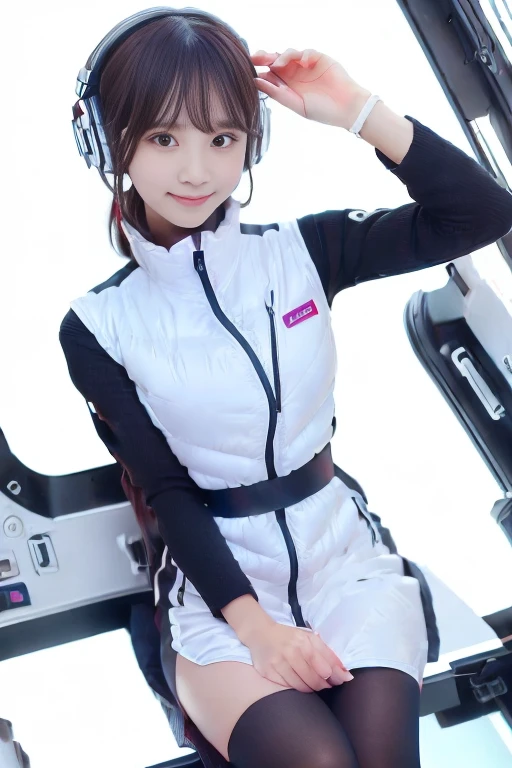 ((NSFW: 1.4)), ((Detailed face, Professional photography)), ((NSFW, zettai ryouiki, 1 girl)), Ultra-high resolution, (Realistic: 1.4), RAW Photos, highest quality, (PhotoRealistic Stick), concentrated, Soft Light, ((30 years old)), ((Japanese)), (( (Young Face))), (surface), (Depth of written boundary), masterpiece, (Realistic),(inside ISS):3, woman, ,astrovest:2,headphone:2,smartwatch,,bangs, ((1 girl)),(black sleeves):2,(black tights):2,inside spacestation,inside spacecraft,,zero gravity,smile,open leg,blush:1.5,hidden hands,neotech