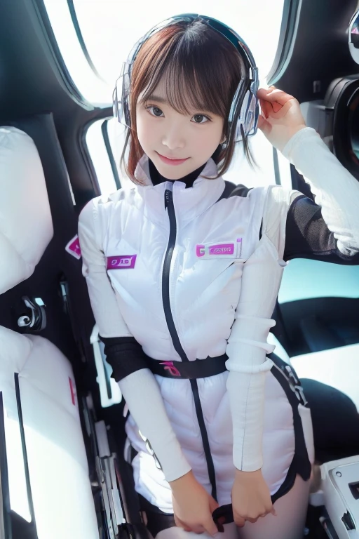 ((NSFW: 1.4)), ((Detailed face, Professional photography)), ((NSFW, zettai ryouiki, 1 girl)), Ultra-high resolution, (Realistic: 1.4), RAW Photos, highest quality, (PhotoRealistic Stick), concentrated, Soft Light, ((30 years old)), ((Japanese)), (( (Young Face))), (surface), (Depth of written boundary), masterpiece, (Realistic),(inside ISS):3, woman, ,astrovest:2,headphone:2,smartwatch,,bangs, ((1 girl)),(black sleeves):2,(black tights):2,inside spacestation,inside spacecraft,,zero gravity,smile,open leg,blush:1.5,hidden hands,neotech
