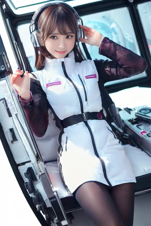 ((NSFW: 1.4)), ((Detailed face, Professional photography)), ((NSFW, zettai ryouiki, 1 girl)), Ultra-high resolution, (Realistic: 1.4), RAW Photos, highest quality, (PhotoRealistic Stick), concentrated, Soft Light, ((30 years old)), ((Japanese)), (( (Young Face))), (surface), (Depth of written boundary), masterpiece, (Realistic),(inside ISS):3, woman, ,astrovest:2,headphone:2,smartwatch,,bangs, ((1 girl)),(black sleeves):2,(black tights):2,inside spacestation,inside spacecraft,,zero gravity,smile,open leg,blush:1.5,hidden hands,neotech