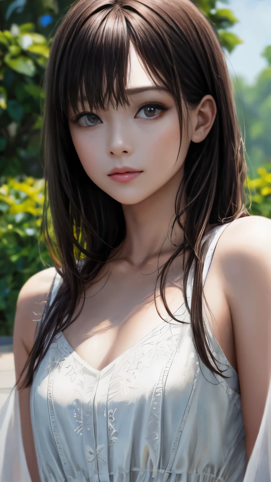 (highest quality、8k、32k、masterpiece)、(Realistic)、(Realistic:1.2)、(High resolution)、Very detailed、Very beautiful face and eyes、1 girl、Round and small face、Tight waist、Delicate body、(highest quality、Attention to detail、Rich skin detail)、(highest quality、8k、Oil paint:1.2)、Very detailed、(Realistic、Realistic:1.37)、Bright colors、full body shot