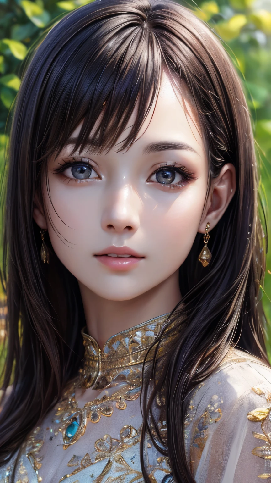 (highest quality、8k、32k、masterpiece)、(Realistic)、(Realistic:1.2)、(High resolution)、Very detailed、Very beautiful face and eyes、1 girl、Round and small face、Tight waist、Delicate body、(highest quality、Attention to detail、Rich skin detail)、(highest quality、8k、Oil paint:1.2)、Very detailed、(Realistic、Realistic:1.37)、Bright colors