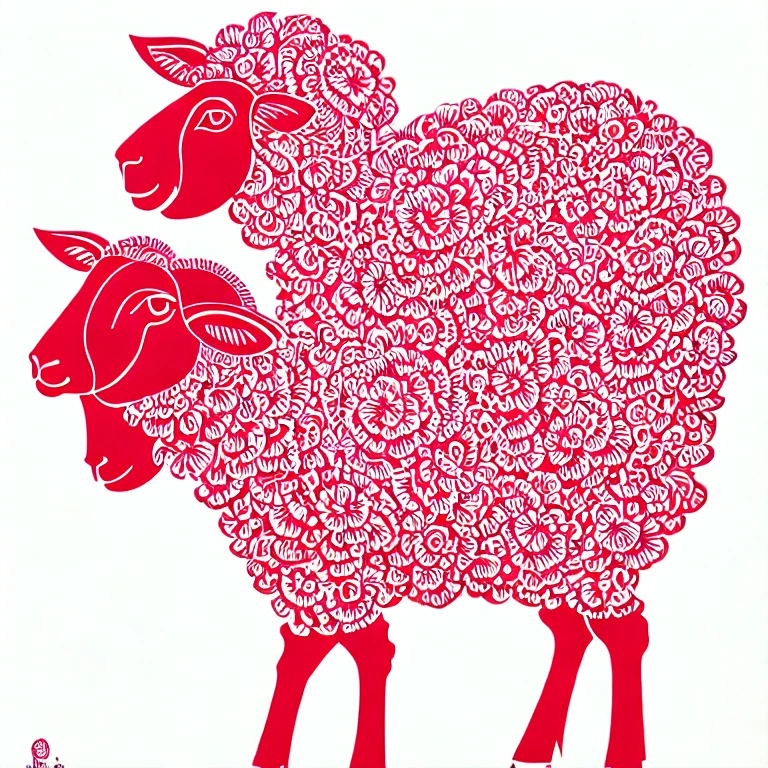 Paper-cut, sheep, best quality, high resolution, cartoon, simple, 8k, (best quality), (masterpiece), (a very delicate and beautiful one), original