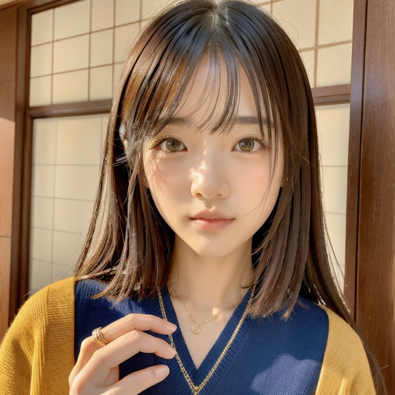 (傑作:1.3), (8k, フォトリアル, 生写真, 最高の画質: 1.4), 日本の女子大生、(ランダムな髪型:1.2)、胸の谷間:1.2、スーパーディテールフェイス、詳細の目、二重まぶた、胸を合わせて、鋭い焦点:1.2、きれいな女性:1.4、薄茶色の髪、最高品質、傑作、超A high resolution、(フォトリアル:1.4)、非常に詳細でプロフェッショナルな照明の笑顔、ゆったりとした軽いニットウェア、ショルダーアウト、細い、真剣な表情、短髪の、致命的な位置