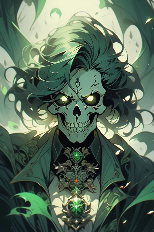 undead skeleton lich green flames floating evil