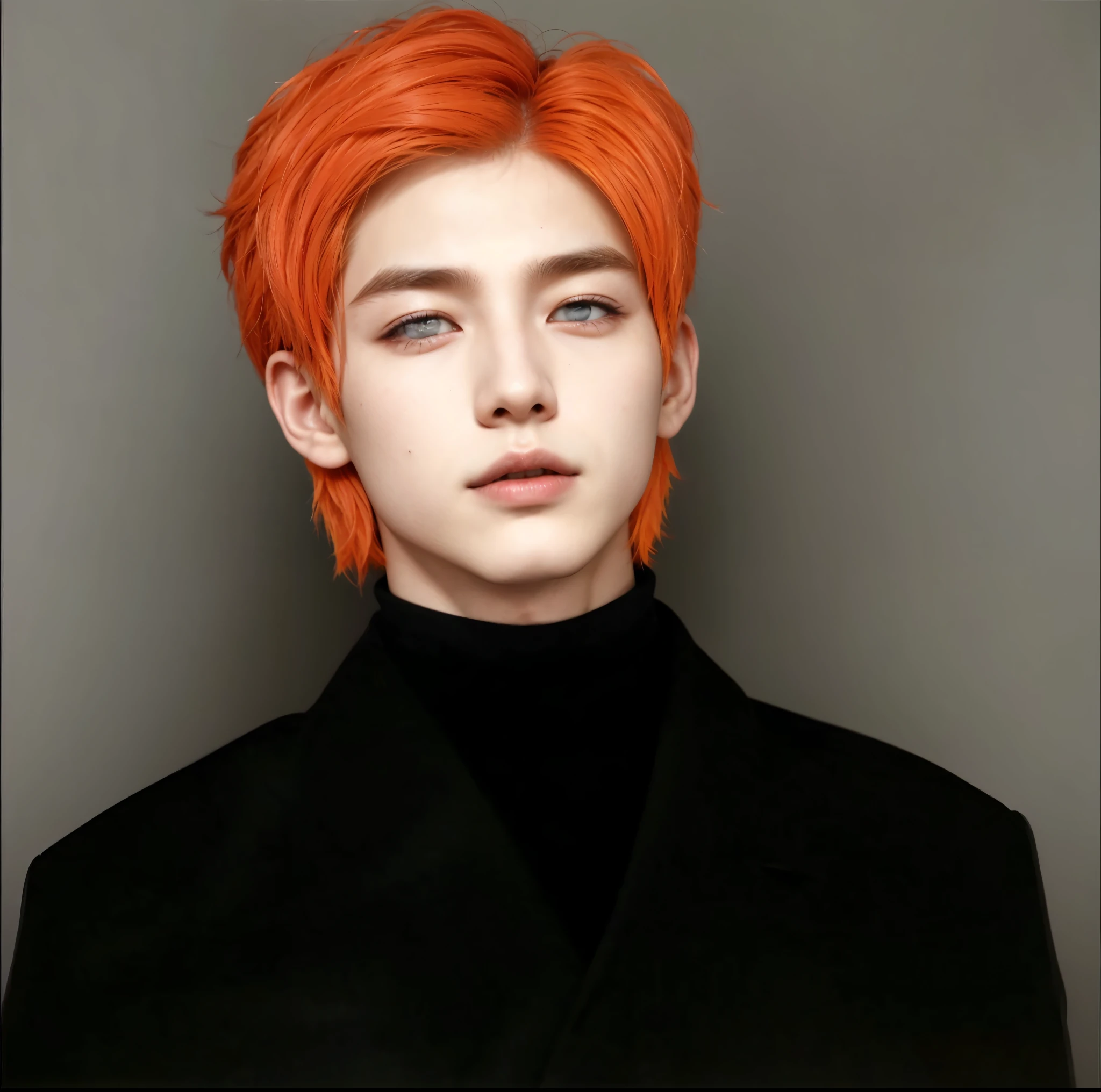 Hyunjun hur actor y idol boy de kpop mas realismo en el cabello y ropa. orange hair