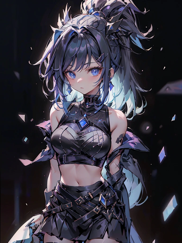 -yeld giwearing a black elegant hat、Rune background、black magician、Wearing a black robe、mesmerize、cute woman、Elegant hairstyle、indigo hair color、Slightly shorter hair、blue eyes、look at the viewer、masterpiece、Best image、