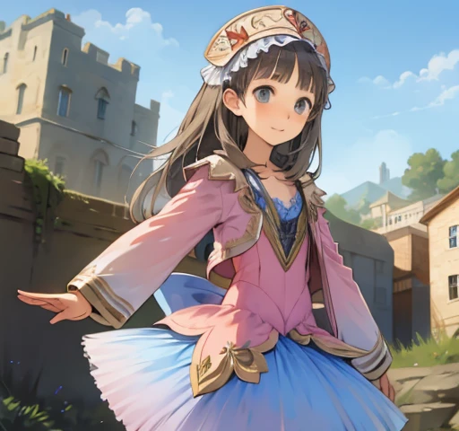 Girl, short, flat chest, Atelier Totori, Totooria Helmold, Totori, Atelier, cliff, town, sea, wooden ships.