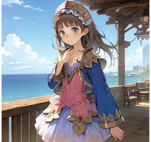 Girl, short, flat chest, Atelier Totori, Totooria Helmold, Totori, Atelier, cliff, town, sea, wooden ships.