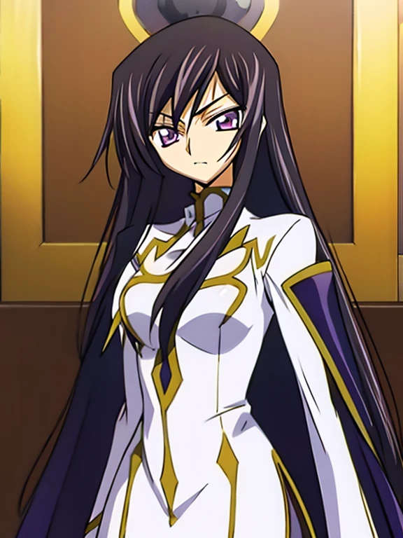 masterpiece, best quality, 1 girl,solo,codegeass,lelouch,Feminization、Feminization,
Long Hair、Black Hair、beautiful purple eyes、Beautiful Hair、170cm