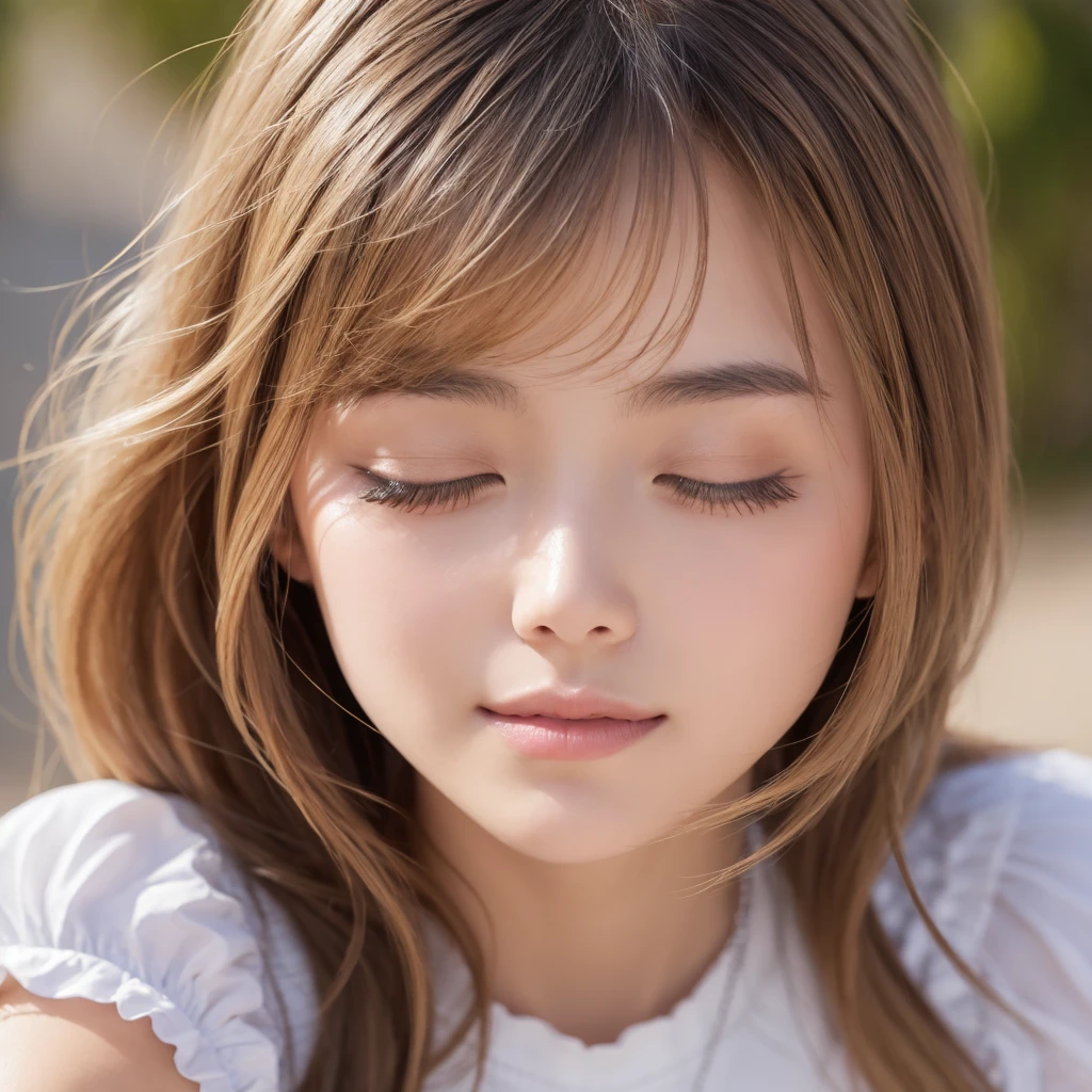 Highest quality、masterpiece、8k、Very detailed、Realistic、One girl、Eyes closed、Mouth open and tongue out、I'm climaxing、Black Hair、Short Hair、Small face、Slender、(Saggy big breasts:1.2)、Thin and beautiful legs、narrow and constricted waist,、Completely naked、(Sucking a dick:1.2)、Drooling、Erect nipples