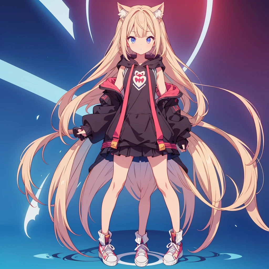 1girl、A simple long hoodie、Rib knit cuffs and hem、vtuber-fullbody、Very Short Hair、Two legs、No skirt、