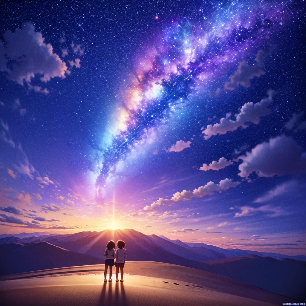 anime wallpapers with a view of the sky and stars, cosmic skies. by makoto shinkai, anime art wallpaper 8k, anime sky, amazing wallpaper, makoto shinkai cyril rolando, anime background art, ultra detailed sky and galaxy stars, only backgroung, no people