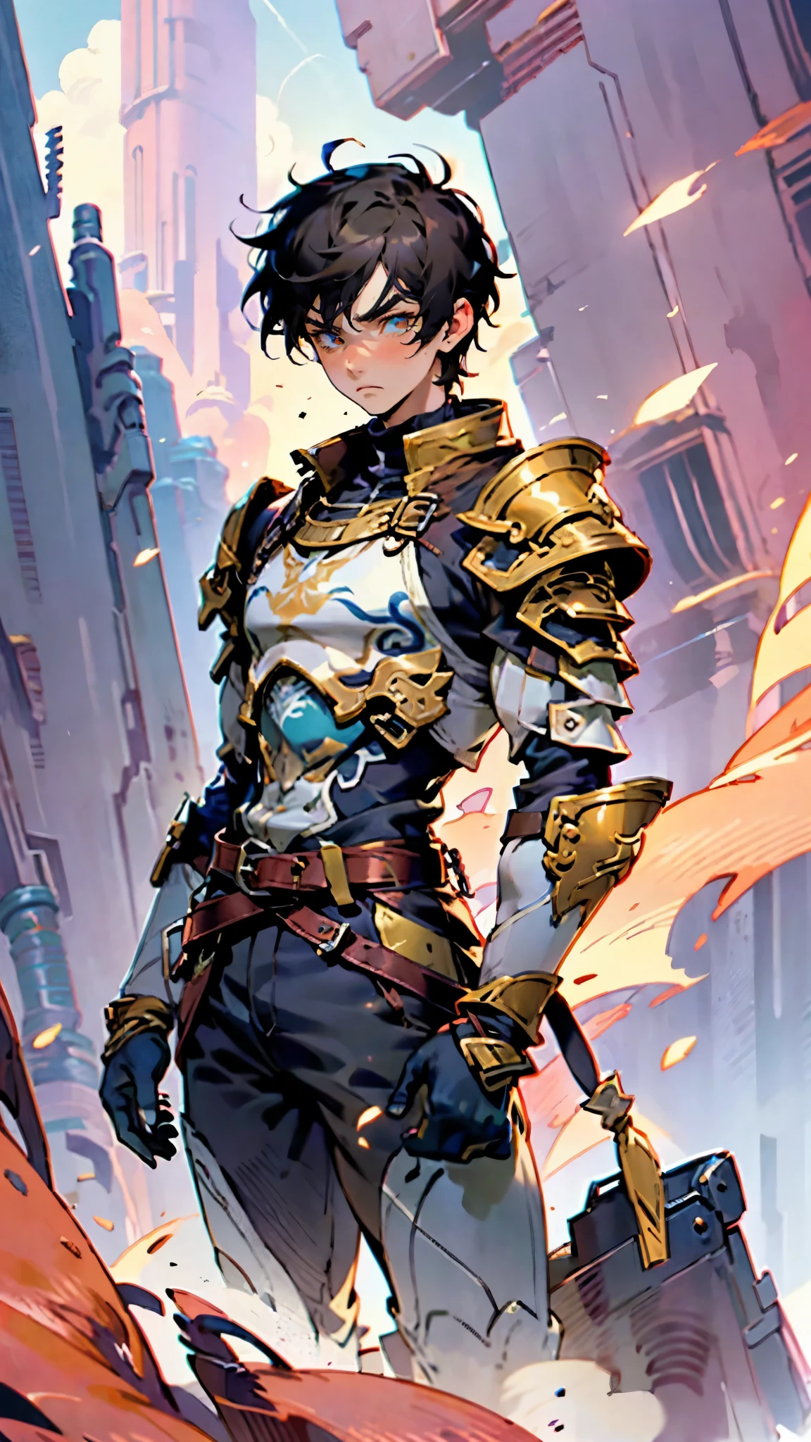A man with short sandy brown hair, long side-parted bangs, a melancholic gaze, a troubled expression, pale skin, a fantasy-style gray trench coat with a large collar, under which lies leather chest armor, a black belt, worn-out yellowish shoulder pads and wrist guards, utility trousers, the backdrop of a mountain wilderness at night, this character embodies a finely crafted fantasy-style adventurer in anime style, exquisite and mature manga art style, high definition, best quality, highres, ultra-detailed, ultra-fine painting, extremely delicate, professional, perfect body proportions, golden ratio, anatomically correct, symmetrical face, extremely detailed eyes and face, high quality eyes, creativity, RAW photo, UHD, 32k, Natural light, cinematic lighting, masterpiece-anatomy-perfect, masterpiece:1.5