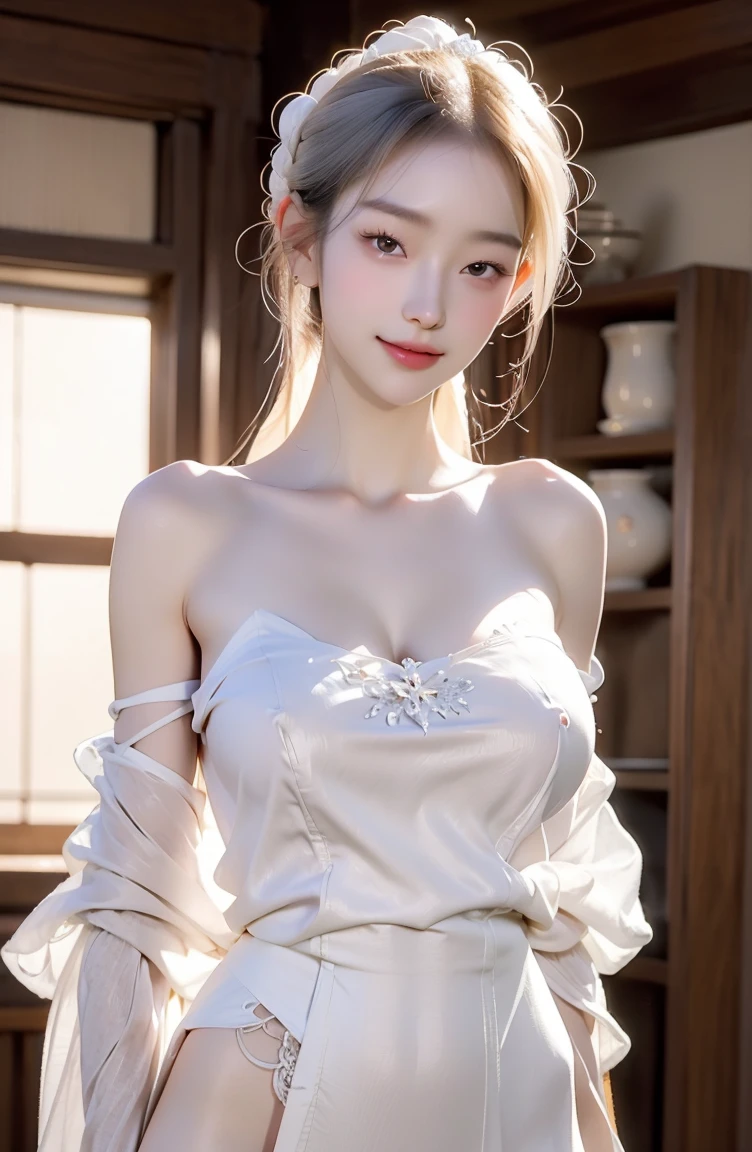 ((( Create a realistic Asian woman , 19years old , seductive beauty , use same face for all four images ))) , ((( Random camera position shot, Random angle shot , model look at camera ))) ,Surrealist portraits of woman by David Hochney , long white hair color , Majestic attire , hanfu dress heroic like ,inticate detailed , random sleezy pose ,(( Gigantic breast , beautiful nipple )) , Random location , snow in background , suggestive smile , adorn exquisite jewelry , ((( model have pale white skin , skin look glossy ))) , ((( Random pose , sexy posture , skin revealing ))) ,Charming smile, sexy curves , photograph realistic , Volumetric lighting , Extra detailed face , (( Slender body , Milf body )) , (( Solo , 1girl )) , deep shadow , (( show camel toe , pubic )) , hairless pubic , remove censorship