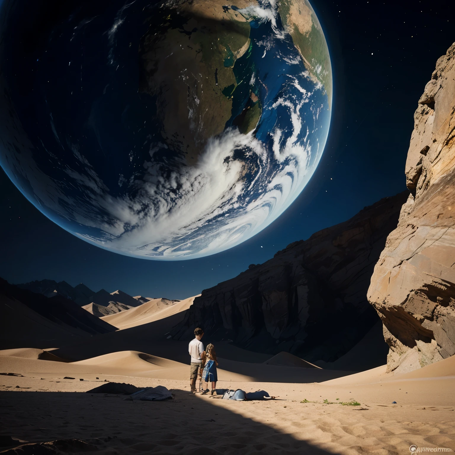 A boy and a girl taking care of planet Earth