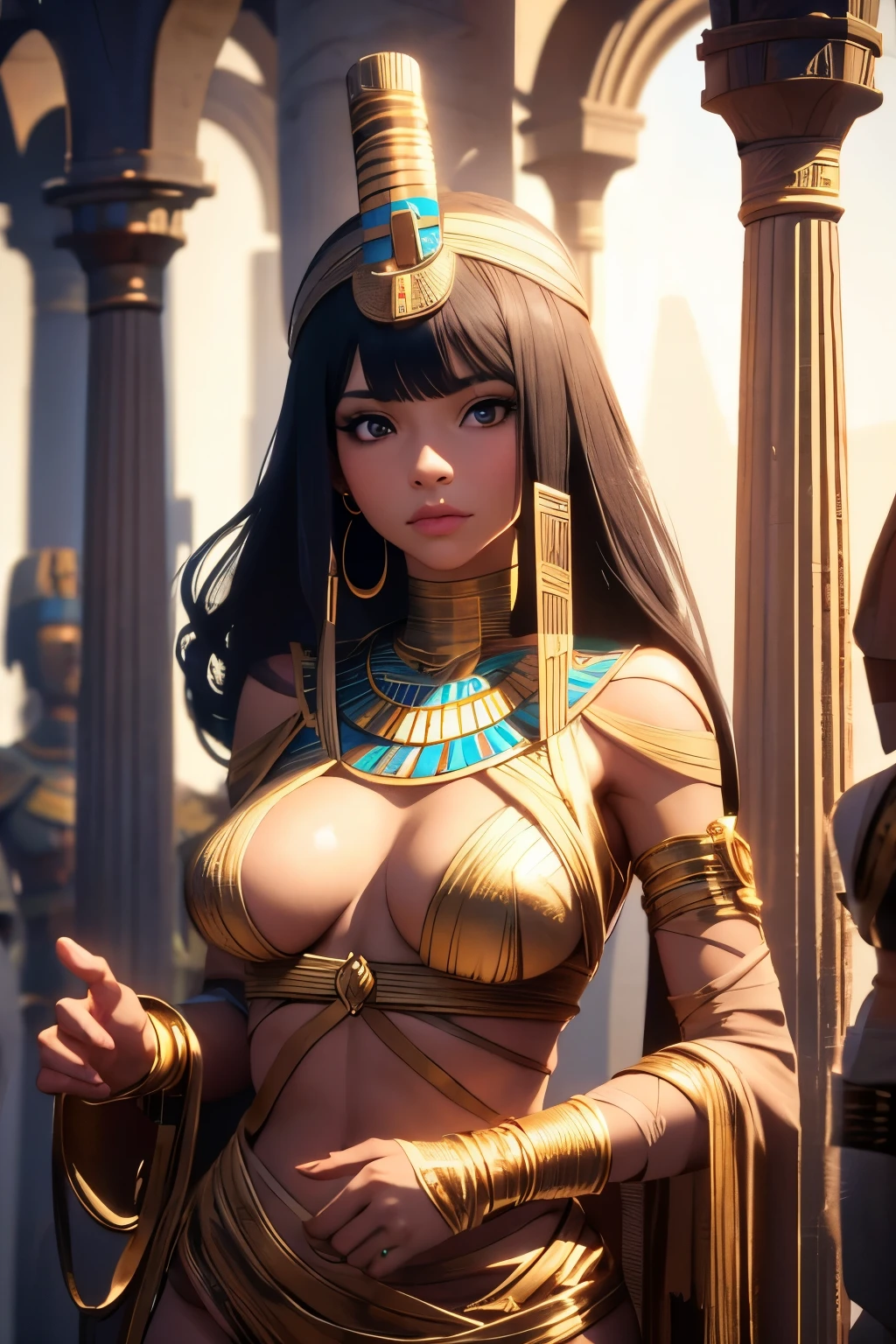 Beautiful Alluring Egyptian mummy Queen, Bare Skin, Athletic Well Toned Body, Elegant Form, Bare Skin, wraped with white linen ribons, wrapped in mummy wrappings, Inside A Pyramid tomb, Barely Clothed, Beautiful Face, Egyptian Theme, Fantasy Theme, Fiverr Dnd Character, Octane Render, Digital Art, Extreme Detail, 4k, Ultra Hd, Polished, Beautiful, Hyperdetailed, Intricate, Elaborate, Meticulous, Photorealistic, Sharp Focus, Wlop, Character Design, Unreal Engine, 3d Rendered, Volumetric Lighting, Reflections, Glossy, Digital Illustration, Pose, Suggestive Pose, Lewd, Full Body Shot, anatomically correct 💖❤💕💋❣
