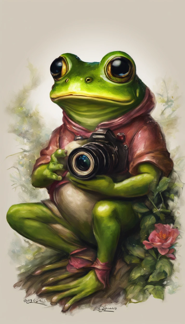 frog, camera, photographer, лягушка photographer