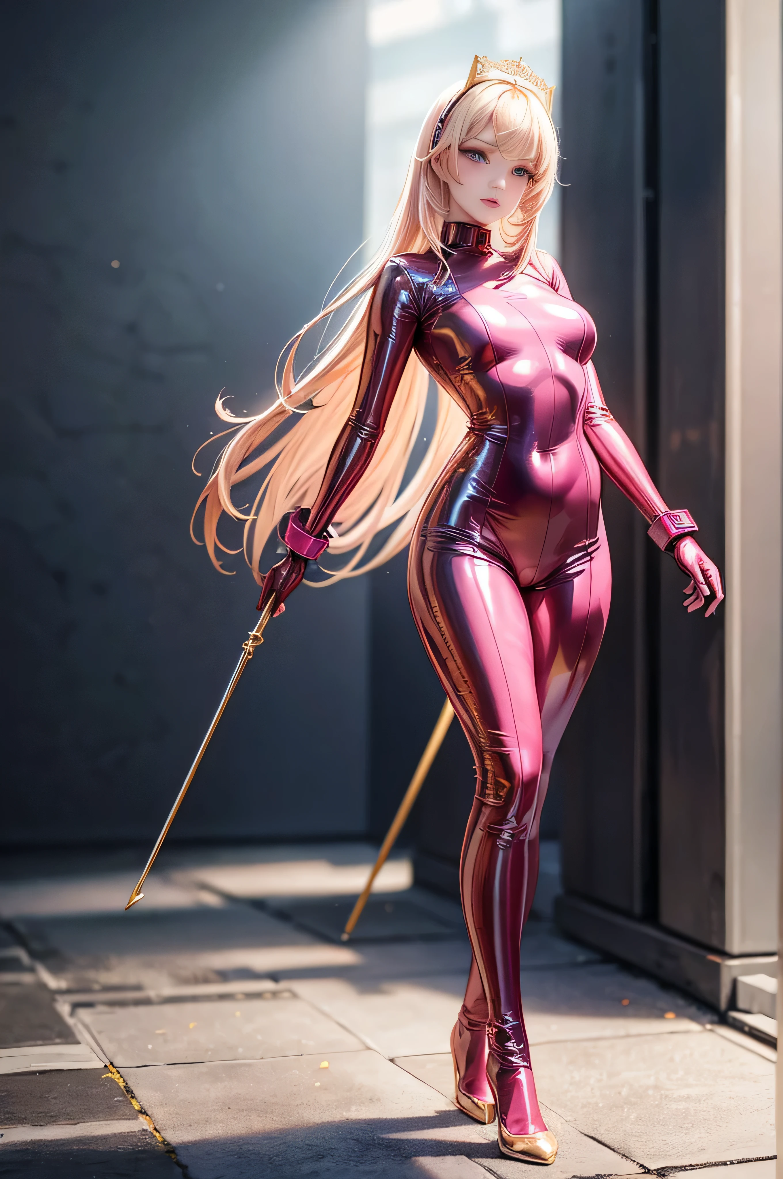 ((masterpiece:1.4)、(top-quality:1.4)、(reallistic:1.7))、Sexy Beauty Model Fashion Show、1girl in、Extraordinary beauty、Bondage style:1.4、latex shiny:1.4、Latex bodysuit、By Luis Royo、age19、Ultra Bikini、Looking Back Beauty、Outstanding style、Ergonomically normal body shape、standingn、fullllbody、foco nítido:1.5、Slender Abs、beauty legs、Beautiful ass、A detailed eye、Raw photo、red-lips、Red high heels、a choker、a necklace、耳Nipple Ring、The background is the Met Gala at the Metropolitan Museum of Art in New York、