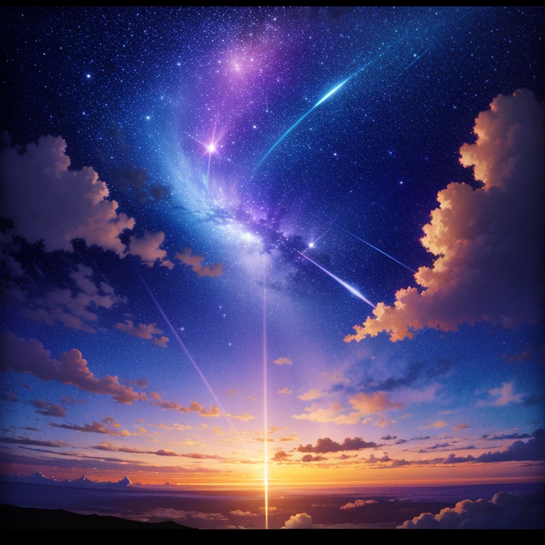 anime wallpapers with a view of the sky and stars, cosmic skies. by makoto shinkai, anime art wallpaper 8k, anime sky, amazing wallpaper, makoto shinkai cyril rolando, anime background art, ultra detailed sky and galaxy stars, only backgroung, (no people in landscape)